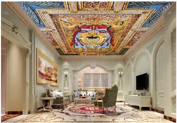 3d потолочные фрески обои на заказ фото Дворец роскошный рельеф херувима домашний декор гостиная 3D настенные обои для стен