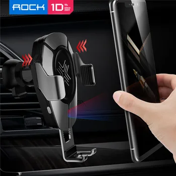 Беспроводное зарядное устройство ROCK Car Инфракрасный датчик Быстрой зарядки Держатель телефона для iPhone для Samsung Car держатель