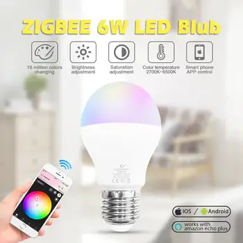 GLEDOPTO 6 Вт RGBCCT Светодиодная лампа Zigbee Красочная Умная лампа, Совместимая с Echo Plus Smartthings Tuya Hub Gateways
