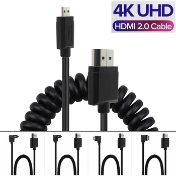 Спиральный кабель диаметром 3,0 мм, совместимый с Mini HD, от HDTV 2,0 до micro hd и hd эластичные Гибкие тонкие кабели с пружинным скручиванием 2k 4k hd при 60 Гц