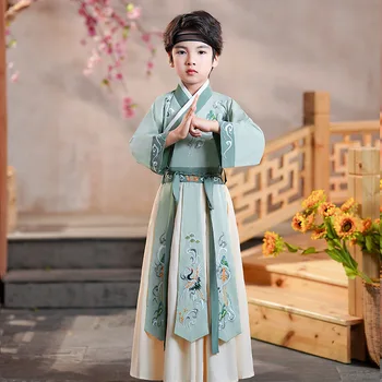 Традиционный синий костюм Ханфу для мальчиков в Китайском стиле, Сценическая одежда для косплея Древней Династии Хань