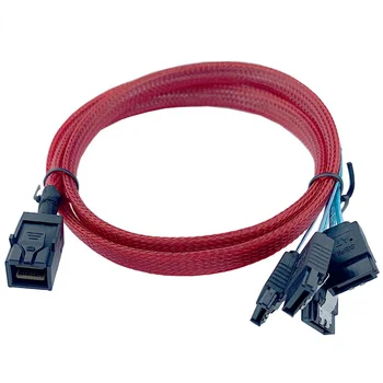 Встроенных жестких дисков Mini Sas Hd SFF-8643 на 4 SATA с красным плетеным сетевым кабелем для передачи данных, серверным кабелем