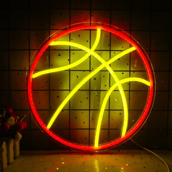 Баскетбольная неоновая вывеска для спальни, игровой комнаты, Тематический декор комнаты на баскетбольную тематику, Крутая Баскетбольная неоновая подсветка, светодиодные подарочные вывески с питанием от USB