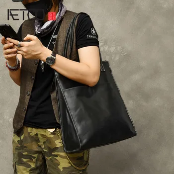 Мужские кожаные сумки AETOO, модные сумки через плечо ручной работы в стиле ретро, кожаные мужские сумки