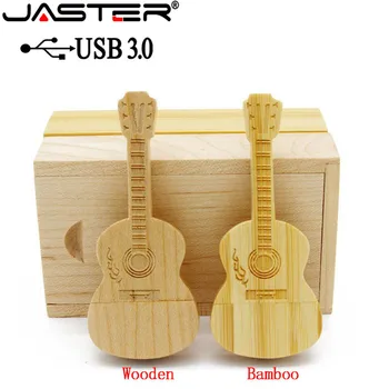 JASTER USB 3,0 деревянная гитара + подарочная коробка флешка 4 ГБ 16 ГБ 32 ГБ 64 ГБ деревянные гитары USB флэш-накопитель memory stick подарки 1 шт. бесплатный логотип