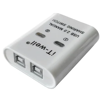 Устройство общего доступа к принтеру IT-Well USB, устройство общего доступа к принтеру 2 в 1, 2-Портовый Разветвитель с ручным переключением Kvm, концентратор-конвертер Белого цвета