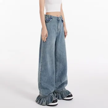 WCFCX STUDIO Make Old Harajuku Jeans для женщин, винтажные джинсовые брюки Y2k, Шикарные винтажные уличные джинсы с высокой талией