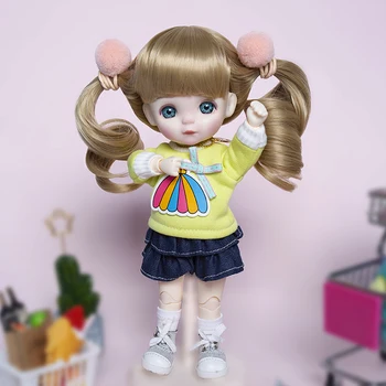 Куклы BJD 22,5 см, кавайная девочка, 25 точек сустава, подвижная кукла, желтый свитер, подарок для сестер, милые роскошные игрушки