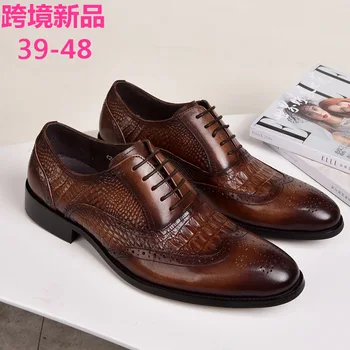 Мужская повседневная обувь Brock Oxford, мужская официальная обувь из крокодиловой кожи в стиле Ретро, Весна и осень 2023, Новинка для