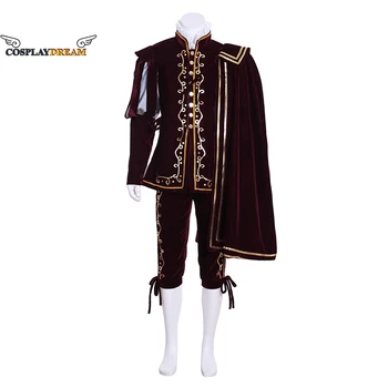 Сшитый на заказ Средневековый мужской костюм королевы Елизаветы Тюдор, Красный костюм Викторианского Ренессанса для взрослых