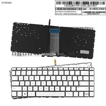 Американская клавиатура для ноутбука HP ENVY 14-J СЕРЕБРИСТОГО цвета Без РАМКИ с подсветкой фольгой