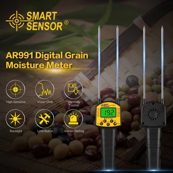 Умный датчик Профессиональный цифровой измеритель влажности зерна для кукурузы Пшеницы риса фасоли Арахиса Измерение влажности зерна TesterAR991