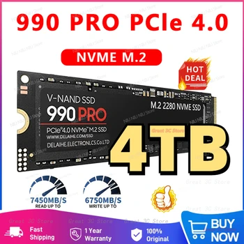 Оригинальный SSD Высокоскоростной 990 PRO PCIe 4.0 NVMe 4.0 M.2 2280 1 ТБ 2 ТБ 4 ТБ SSD Внутренний Твердотельный жесткий диск для Портативных ПК PS4