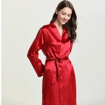 Женские халаты, однотонная длинная одежда на шнуровке, Пижамы, Домашняя летняя прозрачная широкая прямая одежда