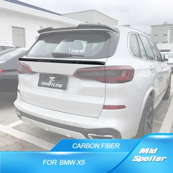 Задний Средний Спойлер Багажника из Углеродного Волокна для BMW G05 X5 2019 2020 Задний Средний Спойлер Крыла Багажника, Крышка Багажника, Черные Крылья Бампера FRP