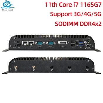 Безвентиляторный промышленный Мини-ПК i7-1165G7 2x слотов DDR4 M.2 NVMe 2x 2,5GbE LAN RS232 RS485 GPIO Поддержка WiFi 4G 5G LTE 9V-36V Вход