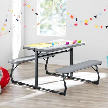 Складной детский столик Your Zone с серой текстурной поверхностью, сталь и пластик, 33,11 