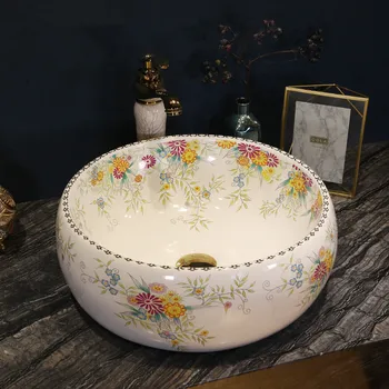 Фарфоровая Художественная Керамика ручной работы Lavobo с круглой столешницей, Раковина для ванной Комнаты, Умывальник, керамическая раковина для ванной комнаты