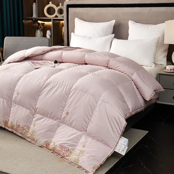 Высококачественное пуховое одеяло на все сезоны с наполнителем из 100% гусиного пуха, толстое одеяло Queen King