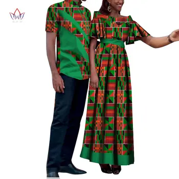 Африканский Воск BintaRealWax Одежда для Пары Дашики Элегантные Женские Платья и Мужские Рубашки Хлопчатобумажный Восковой Материал Африканская Одежда WYQ708
