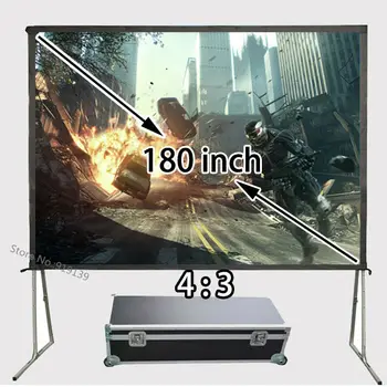 Профессиональный проекционный экран HD Заводского качества 180 дюймов 4: 3 Спереди, Матовые белые экраны С прочной напольной подставкой 3D 4K