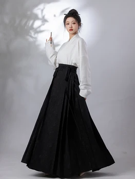 Ретро Китайский Улучшенный Древний Стиль Hanfu, Юбка Ma Mian в стиле Ханфу, Свободная Рубашка, Длинное платье, комплект из двух предметов для женщин, повседневное Платье hanfu