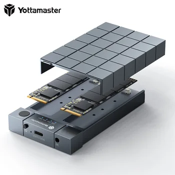 Yottamaster 2Bay M2 NVMe 2Bay SSD Чехол для копирования жесткого диска Скорость копирования 550 Мбит/с 10 Гбит/с Type-C на NVME SSD Корпус для M Key 2 * 4 ТБ