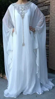 Новое Изысканное Белое Длинное платье, Кафтаны из Марокканского Дубая, платье Farasha Abaya, очень модное длинное платье