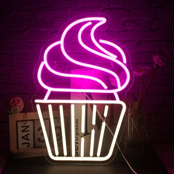 Акриловая неоновая вывеска для торта со светодиодной подсветкой для магазина десертов, пиццы, кафе, домашнего ресторана Используйте открытый светильник для украшения торта