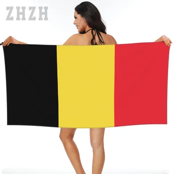 Больше дизайна Эмблема флага Бельгии Банное полотенце Быстросохнущая Микрофибра, впитывающая мягкую воду, Дышащая Пляжная Ванна для плавания