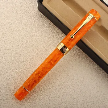 Новый Бренд JinHao 100 Акриловая Авторучка с мраморным оранжевым Наконечником F/EF Spin Канцелярские Принадлежности Чернильные ручки
