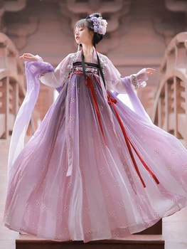 Аутентичный Оригинальный женский костюм Hanfu с супер-сказочной юбкой длиной до груди, Древний костюм в китайском стиле, полный комплект на весну и осень
