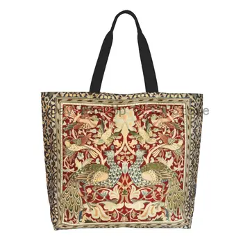 Kawaii William Morris Винтажная сумка-тоут для покупок С цветочным текстильным узором, Холщовая сумка для покупок на плечо