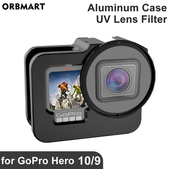 Алюминиевый чехол с ЧПУ для GoPro Hero 12 11 10 9, черная металлическая клетка, защитный чехол, рамка с УФ-фильтром для объектива, аксессуары для Go Pro 9