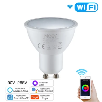 oobest 2023 GU10 WiFi Smart Light Светодиодные Лампы RGBCW 5 Вт С Регулируемой Яркостью Лампы Smart Life Remote Contro Работают С Alexa Google Home