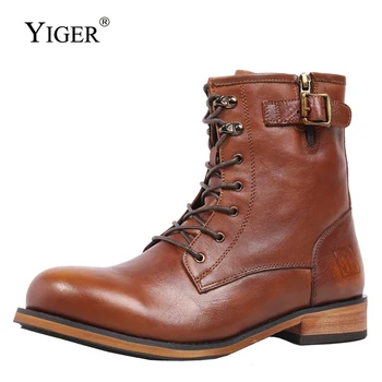 YIGER/ ботинки в стиле ретро, мужские ботинки Martins, Винтажные мужские ботинки в британском стиле из натуральной кожи, высококачественные брендовые мужские повседневные боты