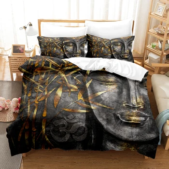 Комплекты постельного белья 3D Buddha Комплект Пододеяльников для пуховых одеял с наволочкой Twin Full Queen King Постельное Белье