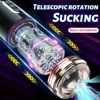 Автоматический телескопический Вращающийся Сосательный мужской мастурбатор с чашкой, Карманный отсос для минета, для мужской мастурбации, Секс-игрушка