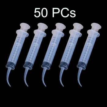 50 шт Одноразовый шприц для орошения зубов с изогнутым наконечником, 12 мл для использования стоматологом, Материал для стоматологии, Диаметр наконечника 1,7 мм и 1,9 мм