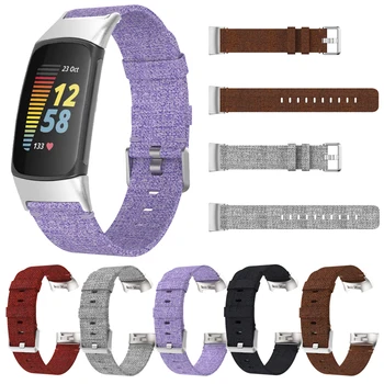 брезентовый ремешок, совместимый с водонепроницаемым браслетом Fitbit Charge 5, прочные умные часы, модный ремешок, спортивный браслет correa