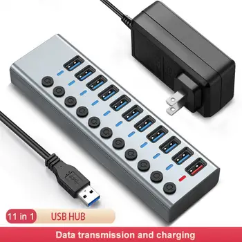 USB 3.0 USB-концентратор-разветвитель 5/8/11 портов, множественный расширитель с переключателем для ПК, многофункциональный концентратор, высокоскоростной адаптер для преобразования