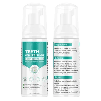 2 ШТ 60 мл Отбеливающей Зубной Пасты Teethaid Teeth white Пена для Отбеливания Зубов Освежающая Дыхание Глубоко Очищающая Органическая Зубная Паста для Чувствительных Зубов