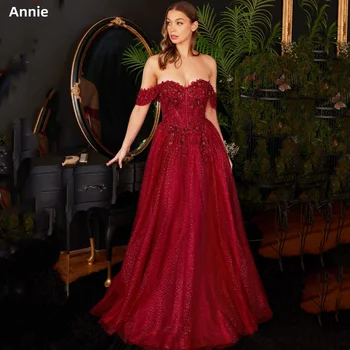 Платья для Выпускного Вечера Annie Red С Блестящей Вышивкой, Платья для Торжественных случаев Из Тюля Без Бретелек