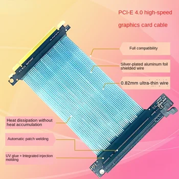PCIE 4.0 16x Экранированный высокоскоростной соединительный кабель с портом PCI Express для платы расширения графического процессора-Правый разъем (20 см-90)