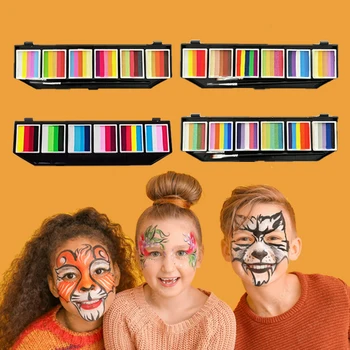 Боди-арт, спортивный детский макияж, радужные сплит-торты, краска для лица на водной основе, шестицветная профессиональная многослойная коробка