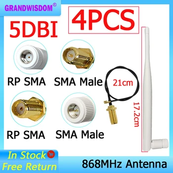 GRANDWISDOM 4шт 868 МГц антенна 5dbi sma женский 915 МГц модуль lora lorawan antene ipex 1 SMA мужской удлинитель с косичкой