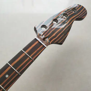 Детали грифа для бас-гитары Gloss Zebra wood 4 String Bass Guitar Neck 20 ладов 34 дюйма