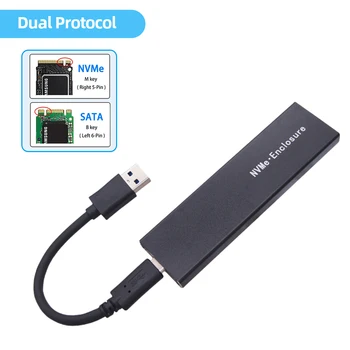 Двойной протокол M.2 NVME NGFF SATA Корпус USB 3,1 10 Гбит/с M2 SSD Чехол для Внешнего жесткого диска M + BKey M.2 PCIe SSD 2280/60/42/30
