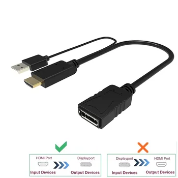 Удлинители HDMI с разъемом 3840x2160 UHD 4K к разъему DisplayPort 15-сантиметровый кабель с питанием USB2.0 для дисплея HDMI PC DP