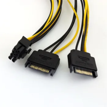 10x Двойной разъем SATA 15 Pin для подключения к PCI-E Express 6 + 2 Pin 8Pin Женский Видео Разъем Питания Адаптер Y-Образный Кабель-Разветвитель 20 см